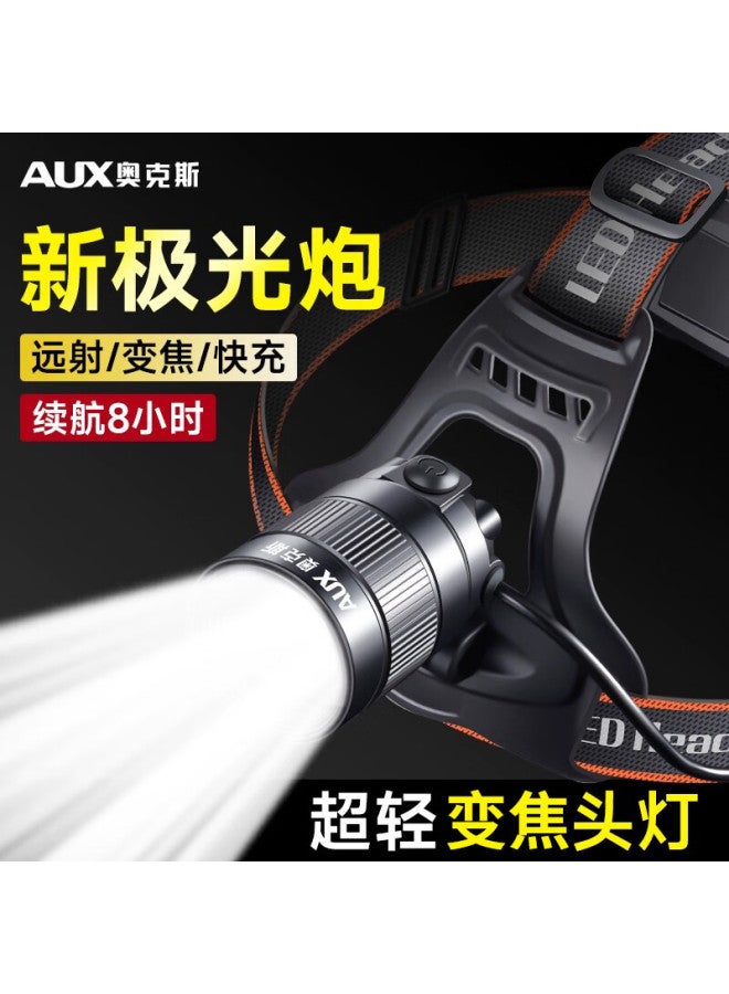 Aux Headlamp High Brightness Long Battery Life Rechargeable Outdoor Waterproof Work Mining Head-worn Fishing Light - Image 1