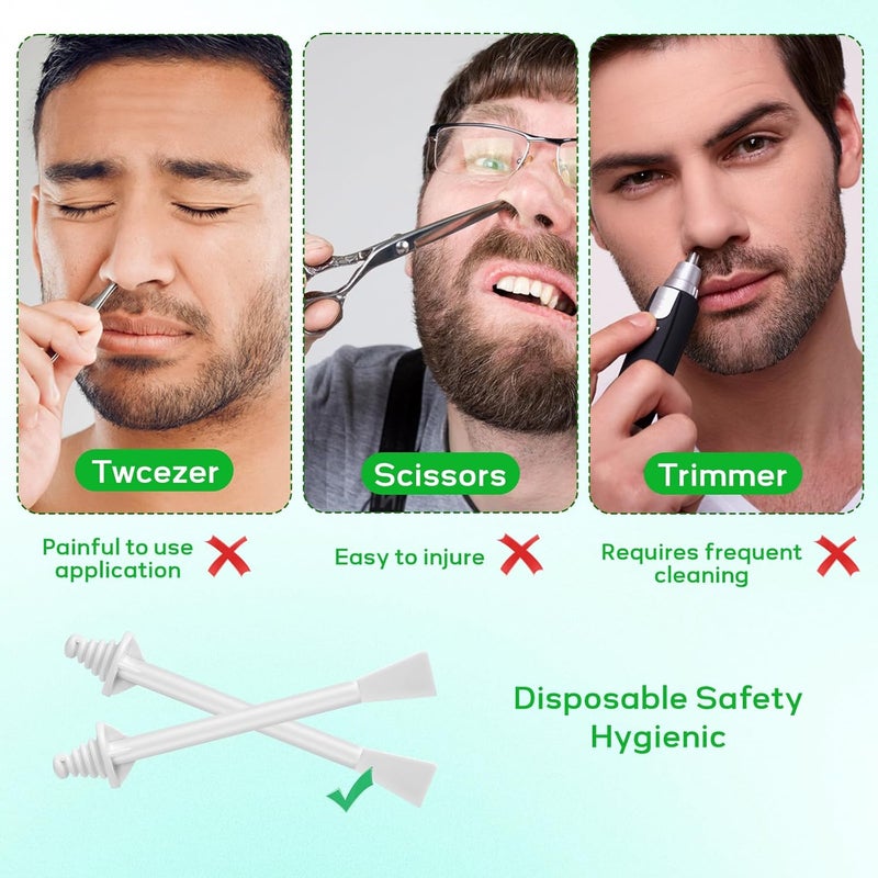 MOXYOY Nose Wax Sticks, 40Pcs Nasal Wax Spatulas Strips, Wax Applicator Sticks for Men and Women, Dual-End Nose Waxing Strips Plastic for Eyebrow, Ear Hair Cleaning - Image 2