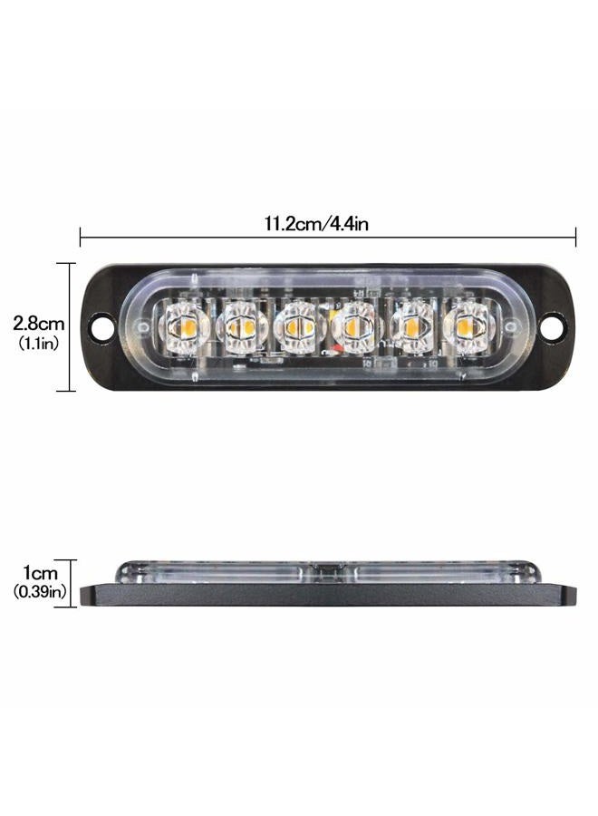 SEISSO 4-Pack 6 LED Amber Strobe Lights Vehicles Trucks Emergency Strobe Lights Kit 12V -24V Beacon Warning Hazard Flash Strobe Lights Bar Grill Grille Surface Mount Super Bright Waterproof, Yellow - Image 5