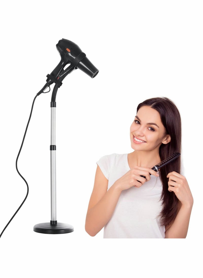 Adjustable Hair Dryer Stand, Blow Stand 360 Degree Rotating Holder Metal Hands-Free Hairdryer for Bathroom, Vanity, Makeup Room - Image 1