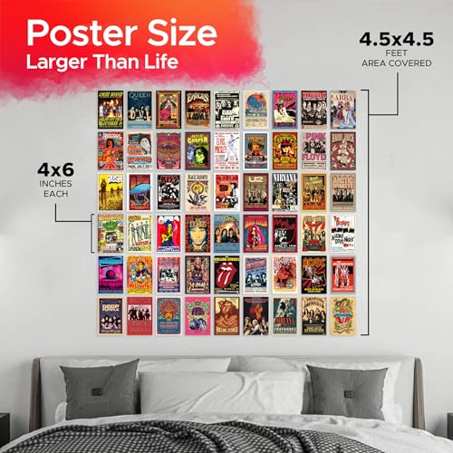 CodersParadise Rock Band Wall Collage Kit | 54 Aesthetic 4x6 Inch Music Posters for Room Decor | Vintage Rock Band Wall Art for Bedroom, Living Room, Office & Dorm | Cardstock Prints with Glue Dots - Image 4
