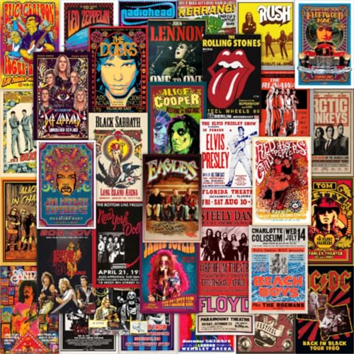 CodersParadise Rock Band Wall Collage Kit | 54 Aesthetic 4x6 Inch Music Posters for Room Decor | Vintage Rock Band Wall Art for Bedroom, Living Room, Office & Dorm | Cardstock Prints with Glue Dots - Image 1