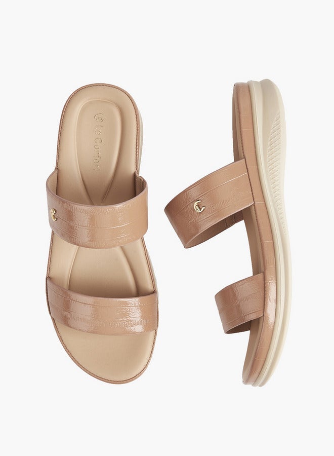 Le Confort Textured Open Toe Slip-On Sandals - Image 2