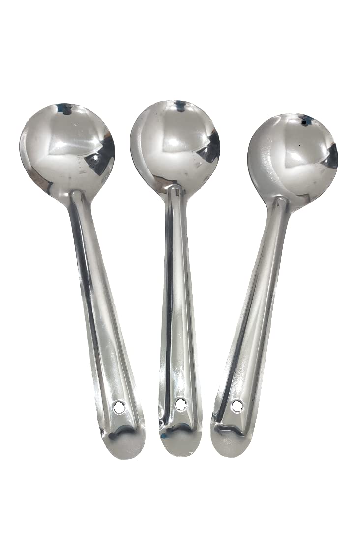 IMREX Stainless Steel Serving Spoon Set for Dining, Cooking Spoon Set for Kitchen, 26 cm Length, Tableware (Set of 3) - Image 1