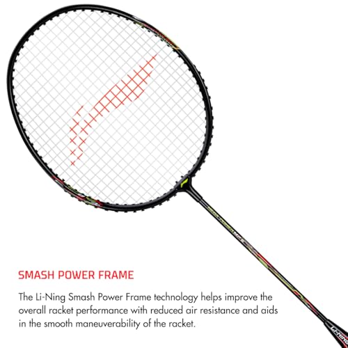 Li-Ning Mega Power 5 Aluminium Strung Badminton Racket with Full Racket Cover (Black/Green) | For Beginners | 95 grams | Maximum String Tension - 25lbs - Image 2