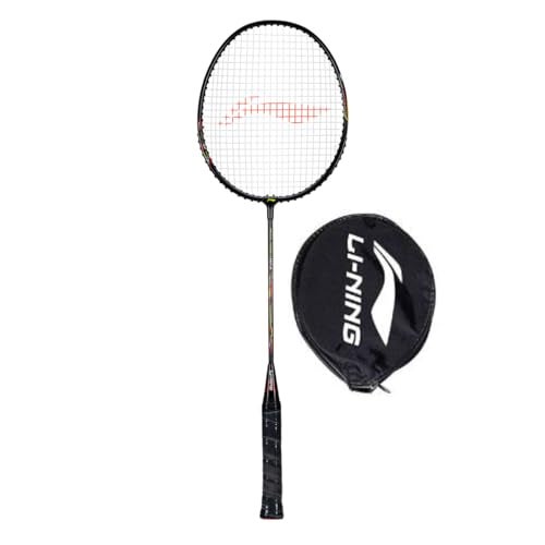 Li-Ning Mega Power 5 Aluminium Strung Badminton Racket with Full Racket Cover (Black/Green) | For Beginners | 95 grams | Maximum String Tension - 25lbs - Image 1