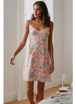 Women Tropical Tank Nightgown, Apricot