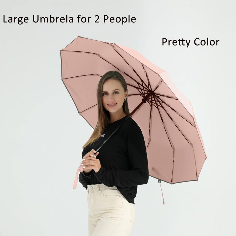 BAODINI Windproof Compact Rain Umbrella For Travel 42/46 Inch Premium Fabric Auto Open Perfect For Purse And Backpack Portable Umbrella For Women And Men - Image 3