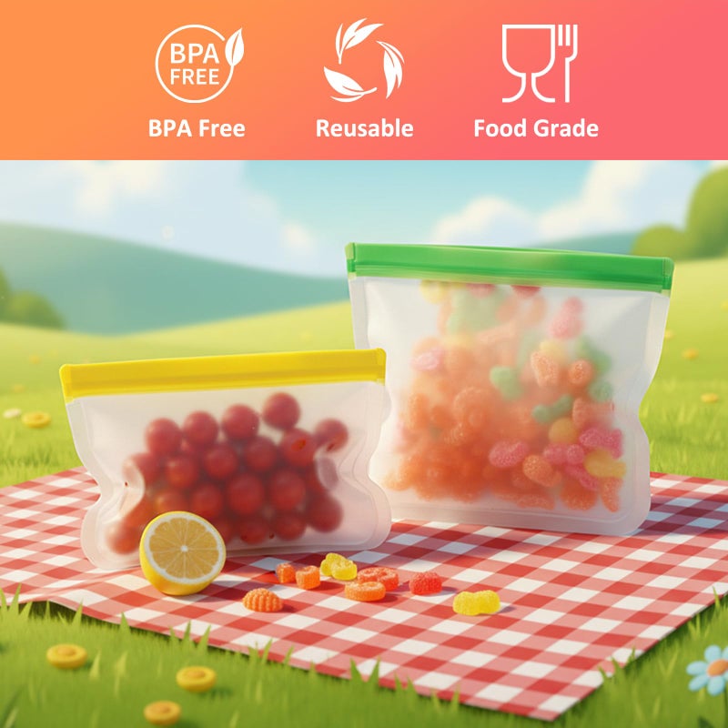 Annaklin 24 Pack Reusable PEVA Food Storage Bags Gallon Freezer Bags, Leak-proof Ziplock Bags for Meal Prep, Travel, Reusable Sandwich Bags for Home Organiz- 6 Gallon 6 Large 6 Quart 3 Sandwich 3 Snack Bags - Image 2
