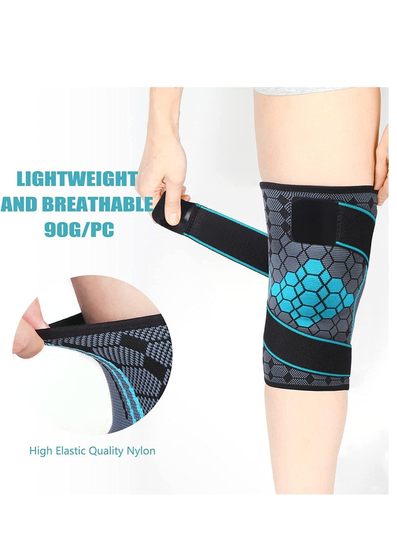 SYOSI 2 Pack Knee Support with Strap Knee Compression Brace for Men Women Knee Sleeve Pain Relief for Meniscus Tear Arthritis Running Basketball - Image 5