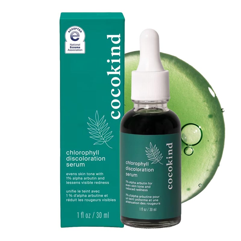 Cocokind Chlorophyll Discoloration Serum, Sensitive Skin Friendly Spot Fading Serum to Target Spots, Uneven Tone, and Redness, 1 fl oz - Image 1