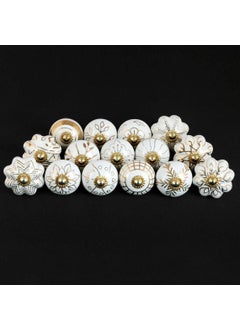 SHRIYAM CRAFT SHRIYAM CRAFT Door Knobs Hand Printed Ceramic Knobs and Pulls Handle Handmade Silver Finish 8 Gold Mix Knobs Pack of 8  - Image 2