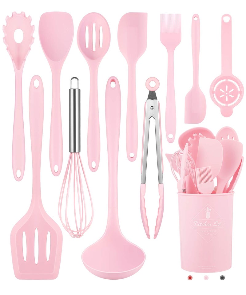 Pranski Kitchen Utensils Set-12 Pieces Silicone Cooking Utensils Set (Dishwasher Safe) 392Â°F Heat Resistant Spatula Set, Nonstick Cookware - Image 1