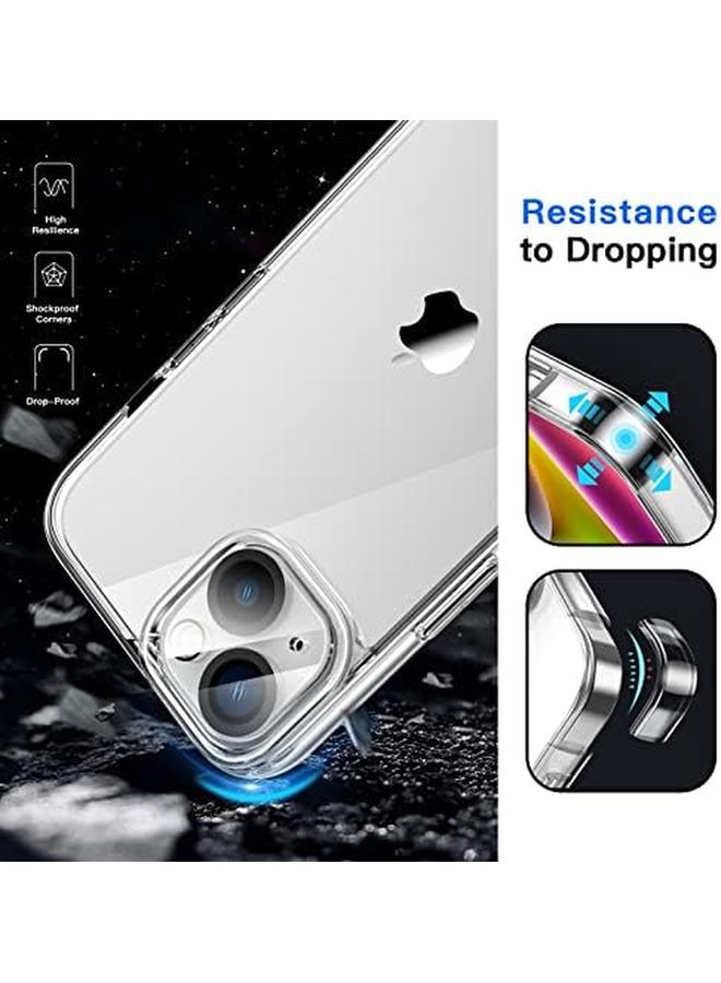 جي تيك جراب 3 في 1 لهاتف Iphone 14 Plus مقاس 6.7 بوصة مع قطعتين من واقي الشاشة وقطعتين من واقي عدسة الكاميرا بتغطية كاملة من الزجاج المقوى المقاوم للصدمات وغطاء هاتف شفاف - Image 4