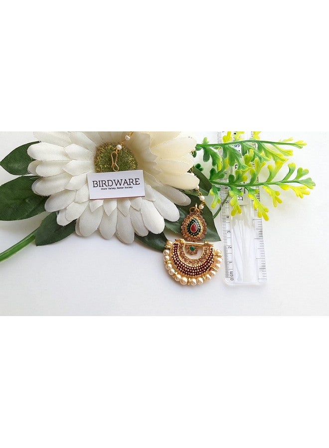 BIRDWARE Stylish Fancy Jewellery & Traditional Handcrafted Oxidised Alloy Maang Tikka - Image 4