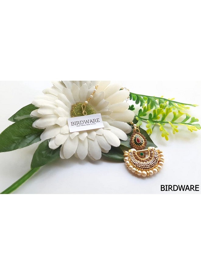BIRDWARE Stylish Fancy Jewellery & Traditional Handcrafted Oxidised Alloy Maang Tikka - Image 2