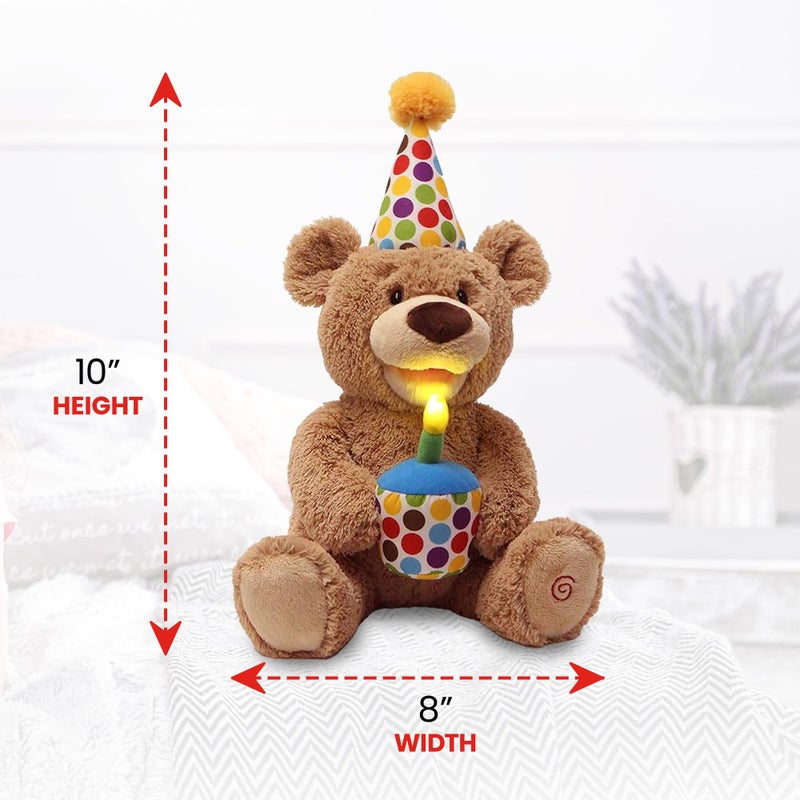 GUND Happy Birthday Teddy Bear Bear Animated Plush Toy, Glow-in-The-Dark Singing Stuffed Animal, Brown, 10â€ - Image 3