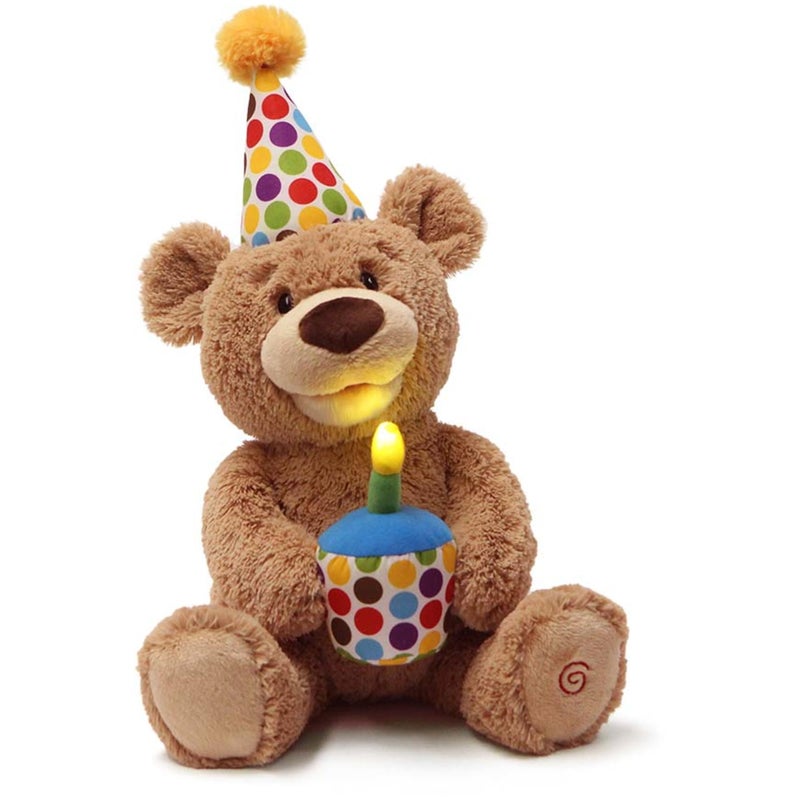 GUND Happy Birthday Teddy Bear Bear Animated Plush Toy, Glow-in-The-Dark Singing Stuffed Animal, Brown, 10â€ - Image 2
