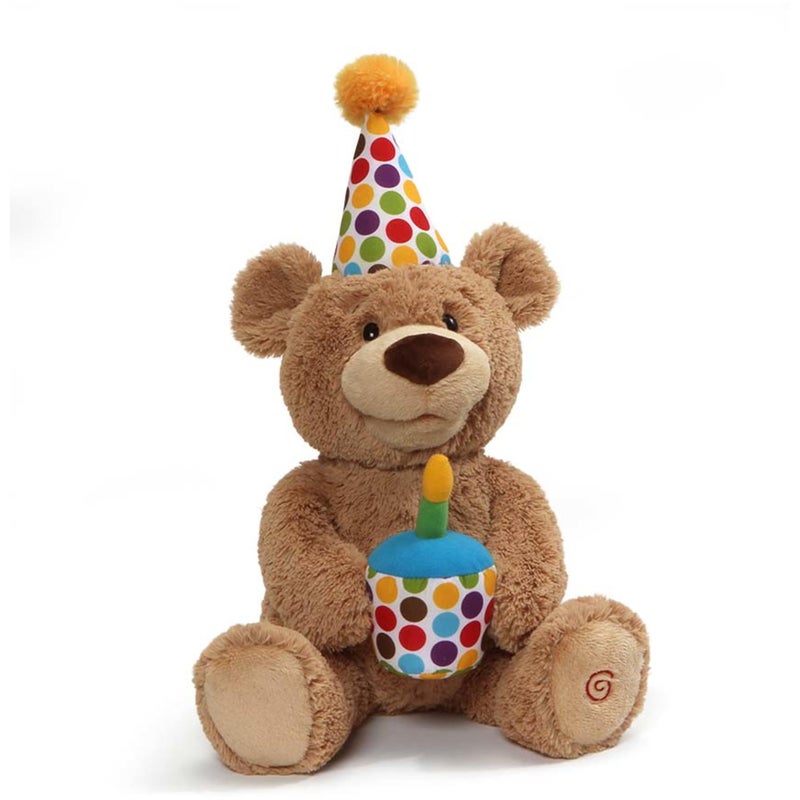 GUND Happy Birthday Teddy Bear Bear Animated Plush Toy, Glow-in-The-Dark Singing Stuffed Animal, Brown, 10â€ - Image 1