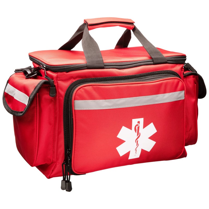 NOVAMEDIC Professional Red Empty Trauma First Aid Medical Bag, 15"x10"x9", Multi Compartment First Responder Carrier for EMT, Paramedics, Emergency and Medical Supplies Kit - Image 1