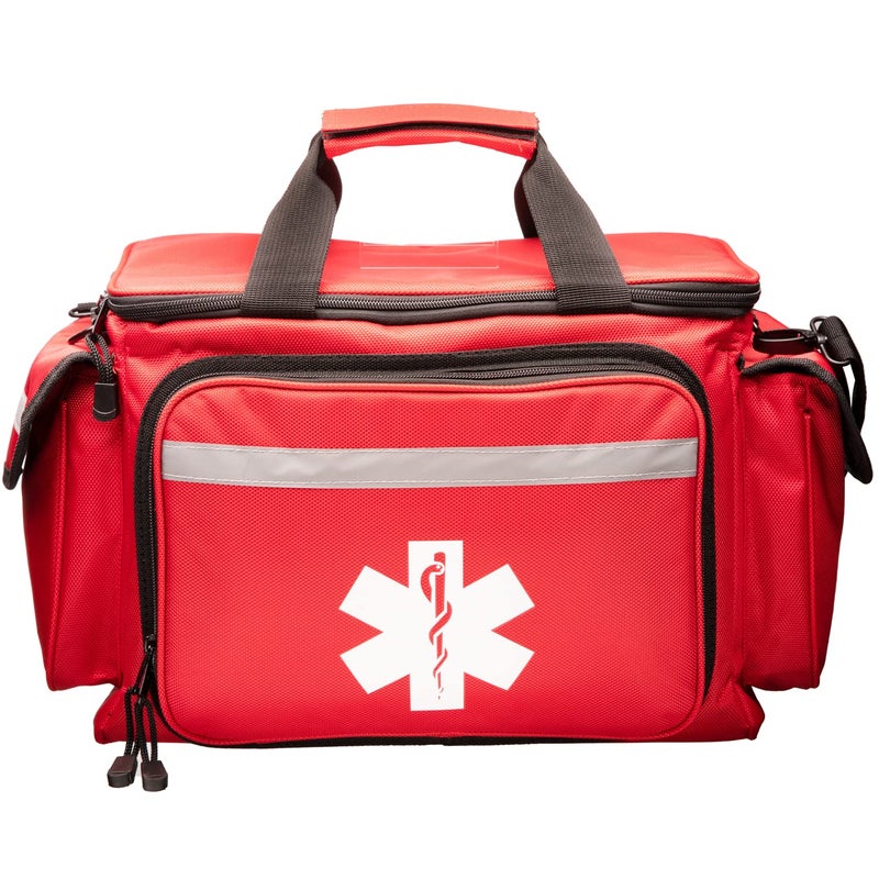 NOVAMEDIC Professional Red Empty Trauma First Aid Medical Bag, 15"x10"x9", Multi Compartment First Responder Carrier for EMT, Paramedics, Emergency and Medical Supplies Kit - Image 2