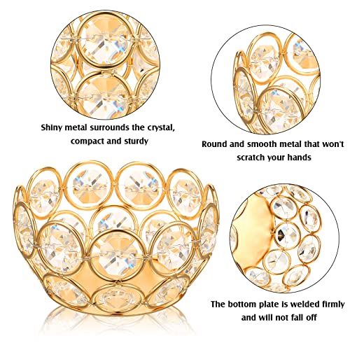 Potchen 30 Pcs Tea Light Candle Holders - Crystal Votive Candle Holders Tealight Jewel Bowl Stands Decorative Centerpiece for Wedding Party Home Table Decor (Gold) - Image 3