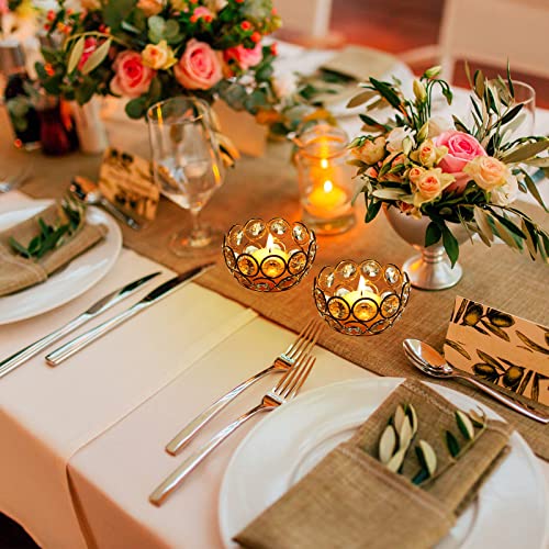 Potchen 30 Pcs Tea Light Candle Holders - Crystal Votive Candle Holders Tealight Jewel Bowl Stands Decorative Centerpiece for Wedding Party Home Table Decor (Gold) - Image 4