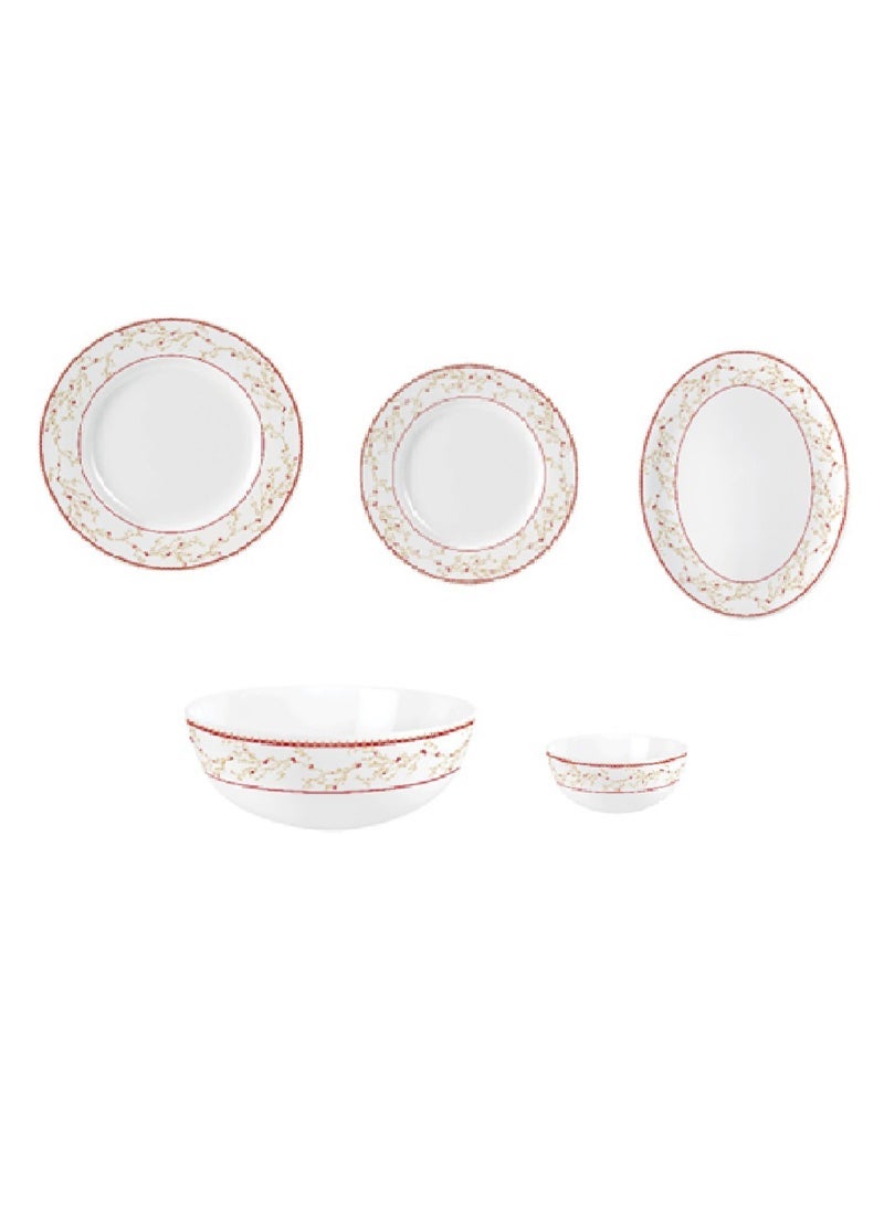 Cello Ariana Dinner Set, 33 pcs, Red Allure