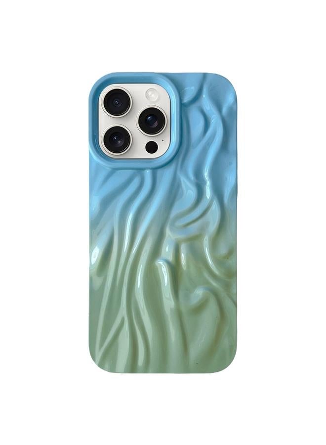اس-توب جراب لهاتف iPhone 15 Pro Max، جراب هاتف TPU بملمس زيتي متدرج التجاعيد - Image 1