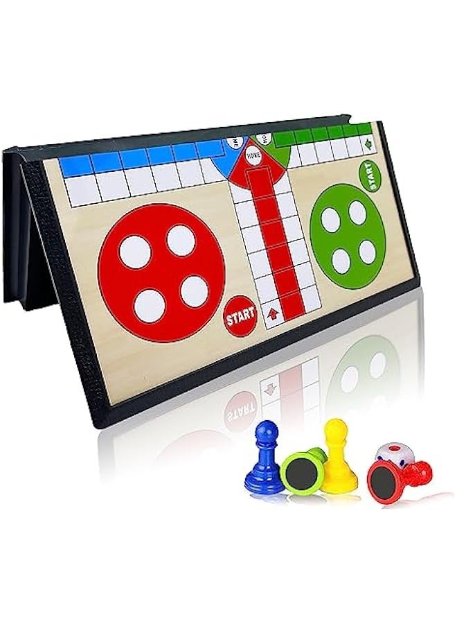 Magnetic Ludo Travel Board Game Set, Folding Design and Light-Weight, Gift for Kids and Adults (8 inches)