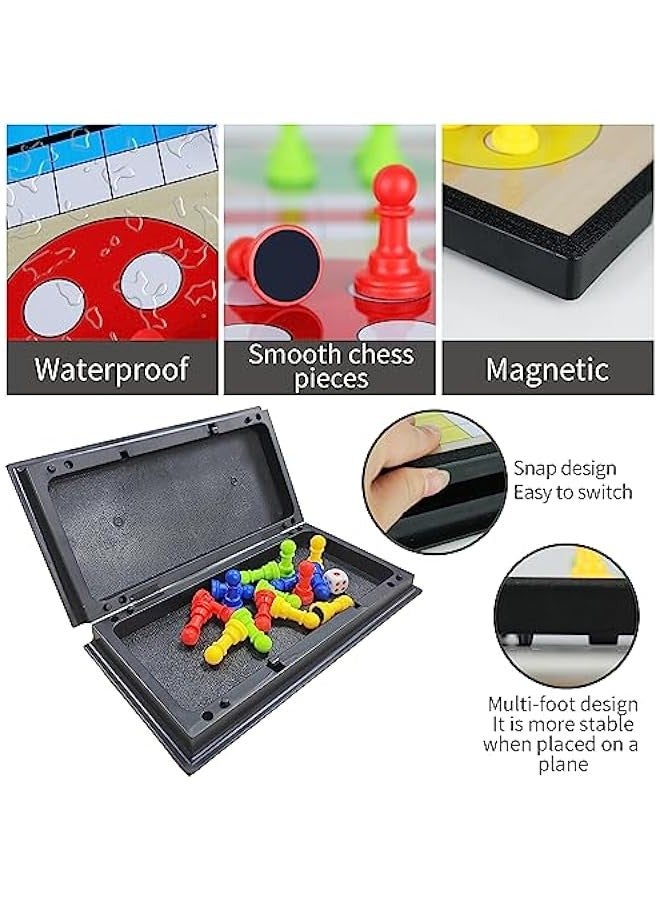 Magnetic Ludo Travel Board Game Set, Folding Design and Light-Weight, Gift for Kids and Adults (8 inches)