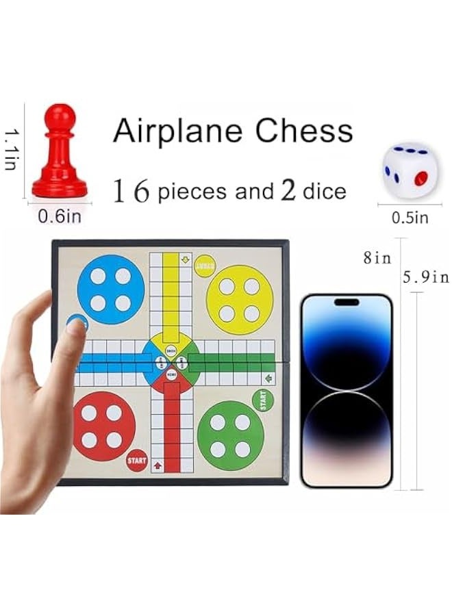 Magnetic Ludo Travel Board Game Set, Folding Design and Light-Weight, Gift for Kids and Adults (8 inches)
