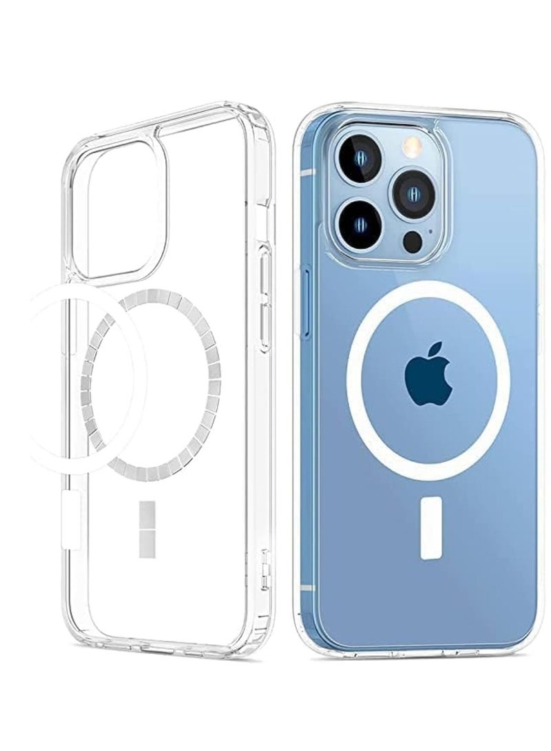 جوميلا غطاء مغناطيسي شفاف لهاتف iPhone 13 Pro Max، متوافق مع MagSafe، غطاء خلفي صلب شفاف للغاية بإطار سيليكون مقاوم للصدمات، غطاء شفاف رفيع لهاتف Apple iPhone 13 Pro Max - Image 1