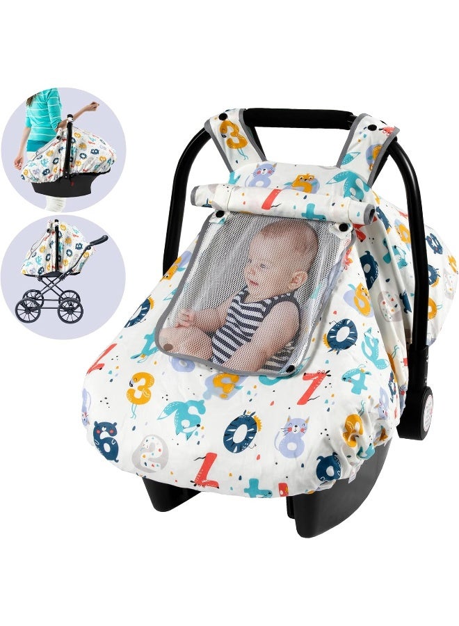SMTTW Baby Car Seat Covers, Infant Car Canopy for Spring Summer Autumn Winter, Universal Fit, Snug Warm Breathable, Car Seat Canopy for Boys Girls - Image 1