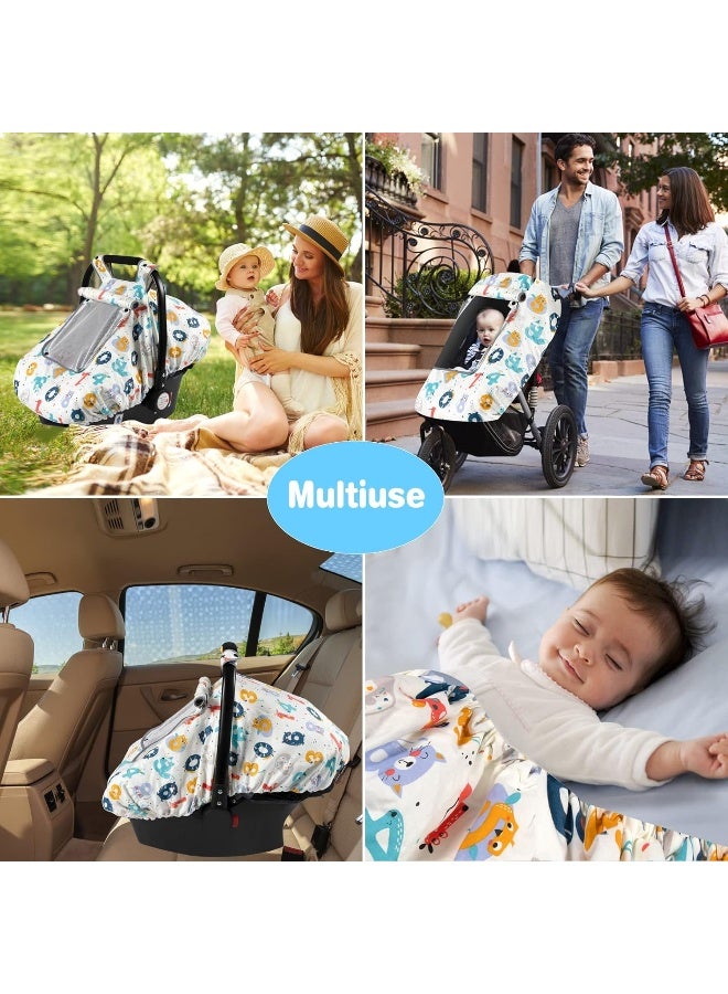 SMTTW Baby Car Seat Covers, Infant Car Canopy for Spring Summer Autumn Winter, Universal Fit, Snug Warm Breathable, Car Seat Canopy for Boys Girls - Image 4
