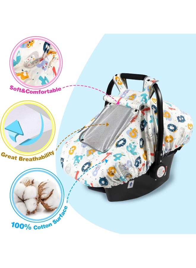 SMTTW Baby Car Seat Covers, Infant Car Canopy for Spring Summer Autumn Winter, Universal Fit, Snug Warm Breathable, Car Seat Canopy for Boys Girls - Image 3