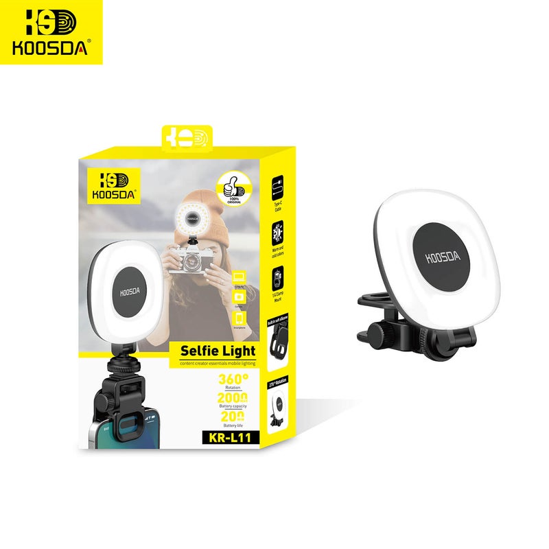 KOOSDA KR-L11 Rechargeable LED Selfie Fill Light – Perfect Lighting Anytime  Anywhere - Image 2