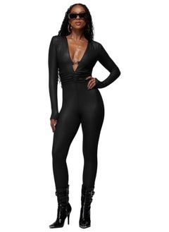 Plunging V-Neck Metal Trim Detail Catsuit - pzsku/ZA9EE4283FAE0CD481832Z/45/_/1728823521/91cece44-446e-4ed3-a4a4-3158d1b7e9ad