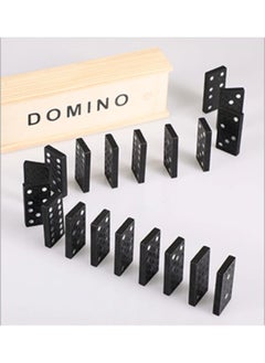 ShebSheb Portable Mini Wooden Dominoes Set,Classic Double Six Dominoes Game with Wood Case  - Image 1