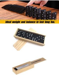ShebSheb Portable Mini Wooden Dominoes Set,Classic Double Six Dominoes Game with Wood Case  - Image 5