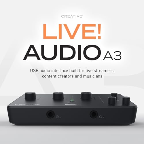 Creative Live! Audio A3 USB Audio Interface with High-Resolution Recording and Playback up to 24-bit 96kHz, with Zero-Latency Direct Monitoring - Image 2