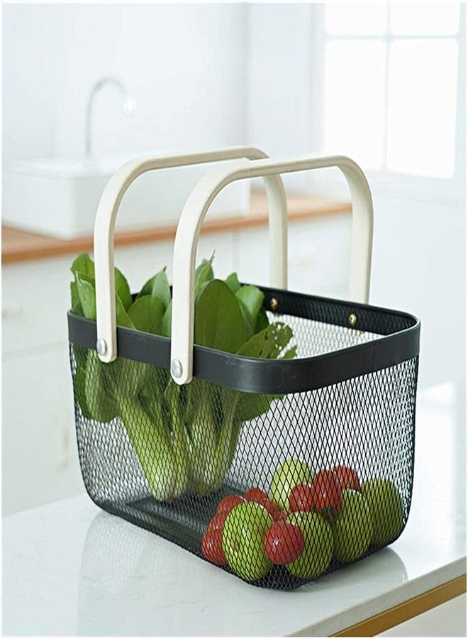 Overa Basket with Handle Large Fruit Basket for Kitchen Multifunctional Wire Mesh Storage Baskets for Outdoor Picnic, Home Storage, Christmas, Party, Birthday. - Image 2