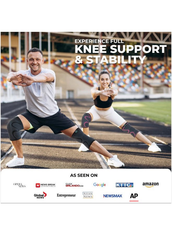 Modvel 2 Pack Knee Brace for Women & Men - Workout Knees Compression Sleeve for Knee Pain Relief Joint Support for ACL, Arthritis, Meniscus Tear Knees Brace for Sports, Rodilleras para Gym Fitness  - Image 2