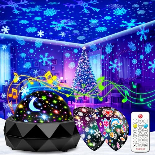 PIKOY Night Light Projector for Kids Room 15 Colors 15 White Noise 3 Films Remote Rechargeable Star Lights for Ceiling Bedroom Gifts - Image 1