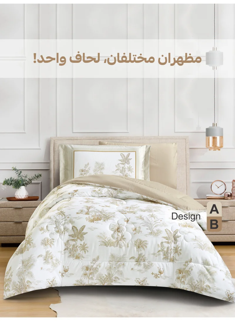Donetella Bedding Comforter Set, twin Size Fits 120x200 cm - 4-Pcs Digital Print Quilted Bed Set, Microfiber Fabric - 1 Comforter, 1 Fitted Sheet, 1 Pillow Shams, 1 Pillowcases.