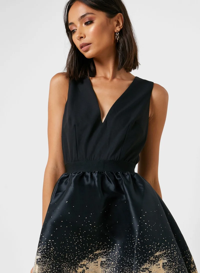 Little Mistress Zip Back Colorblock Prom Dress