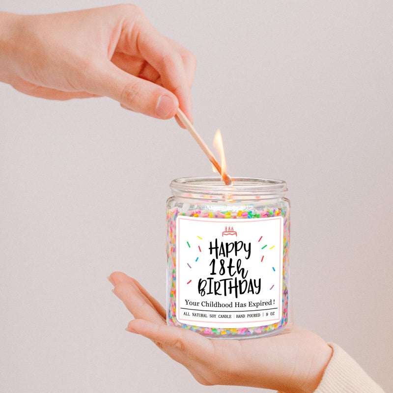 Homsolver 18th Birthday Gifts for Girls Boys, Vanilla Scent Ideas 18th Birthday Candles for Sister, Daughter, Best Friends, Handmade Aromatherapy with 50+ Hour Burn Time, Funny Birthday Decorations - Image 5