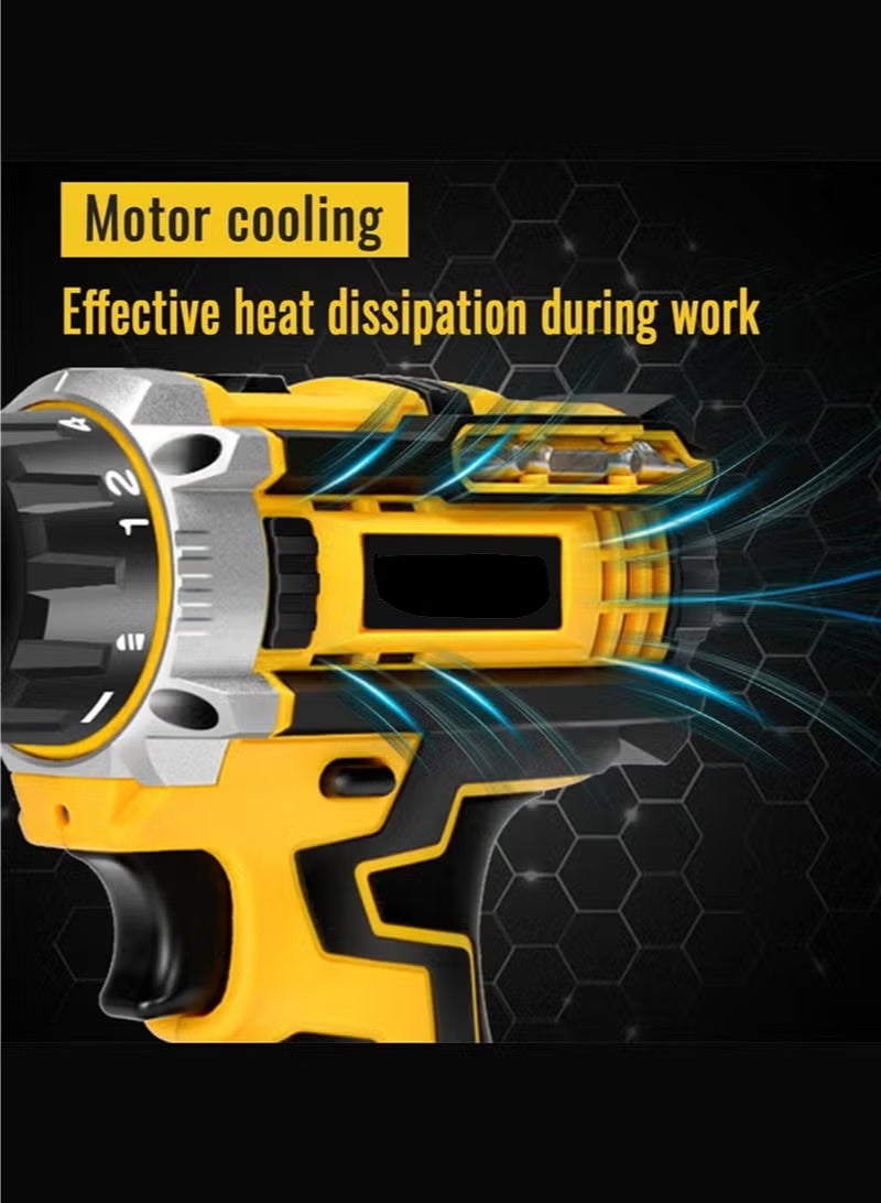 Rock Pow 48V Cordless Drill, Two Li-Ion Batteries and Fast Charger, 3/8" Drill Kit, 25+3 Position Clutch, LED Work Light, Variable Speed ​​Drill, 186 lbs of Torque, 24 Accessories + 32-Piece Drill Bit Box - Image 5