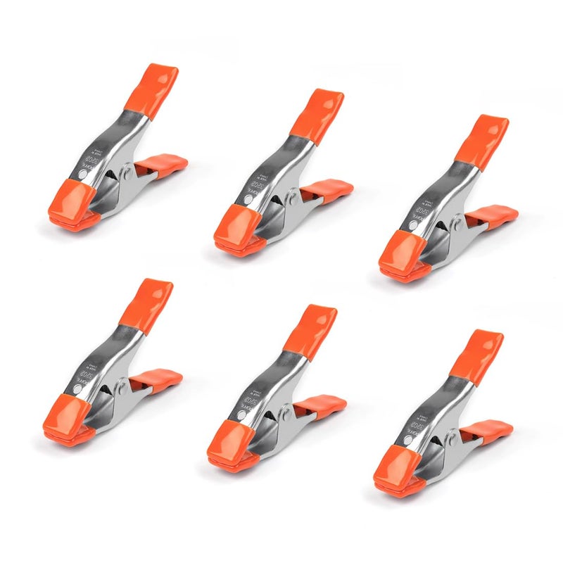 PONY 6-inch Heavy Duty Spring Clamps Set, 2-inch Jaw Opening, Nickel-plated Steel Spring Clips Clamps with Protected Rubber Handles and Tips, 6-Pack - Image 4
