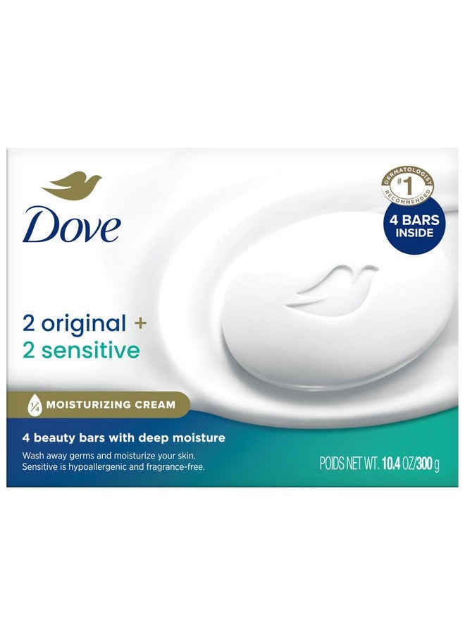 Dove Beauty Bar Soap Variety 4-Pack - Sensitive Skin, Fragrance-Free + Original, with Moisturizing Cream, 2.6 Oz Ea - Image 2